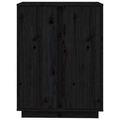 Credenza Nera 60x35x80 cm in Legno Massello di Pino - homemem39