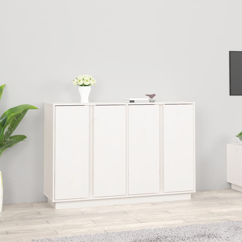 Credenza Bianca 120x35x80 cm in Legno Massello di Pino - homemem39