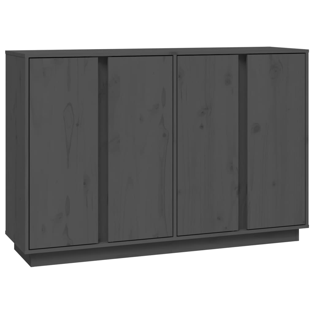 Credenza Grigia 120x35x80 cm in Legno Massello di Pino - homemem39