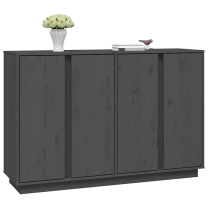 Credenza Grigia 120x35x80 cm in Legno Massello di Pino - homemem39