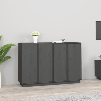 Credenza Grigia 120x35x80 cm in Legno Massello di Pino - homemem39