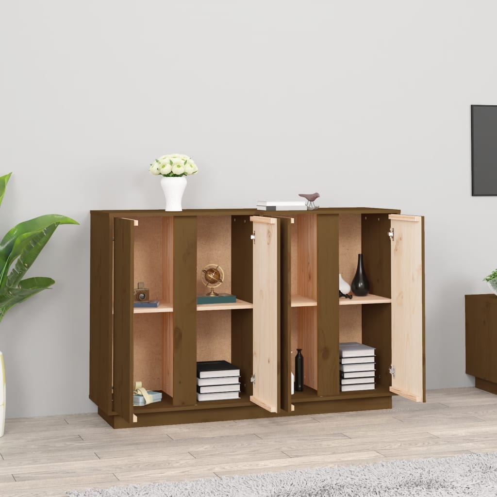 Credenza Miele 120x35x80 cm in Legno Massello di Pino - homemem39