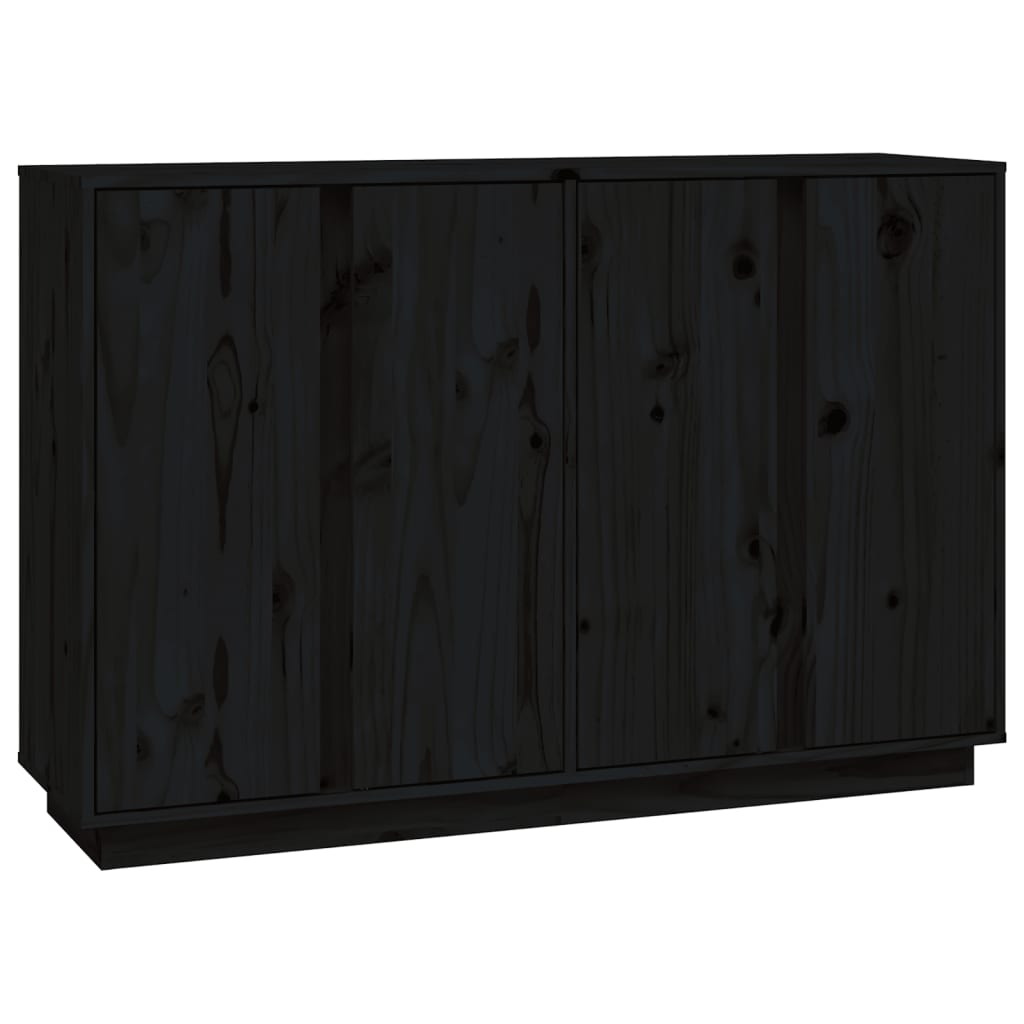 Credenza Nera 120x35x80 cm in Legno Massello di Pino - homemem39