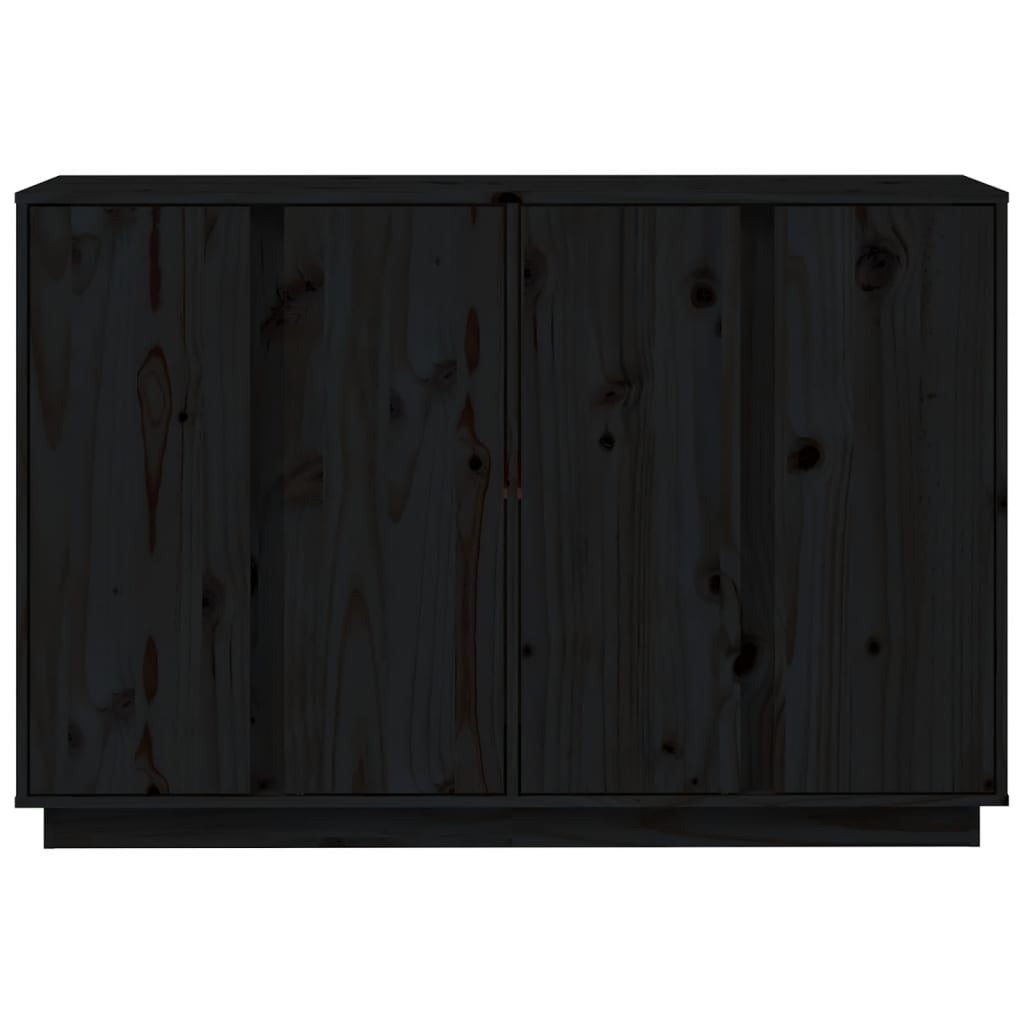 Credenza Nera 120x35x80 cm in Legno Massello di Pino - homemem39