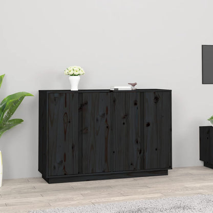 Credenza Nera 120x35x80 cm in Legno Massello di Pino - homemem39