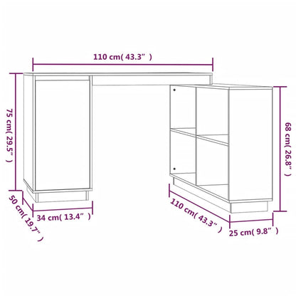 Scrivania Miele 110x50x75 cm in Legno Massello di Pino - homemem39