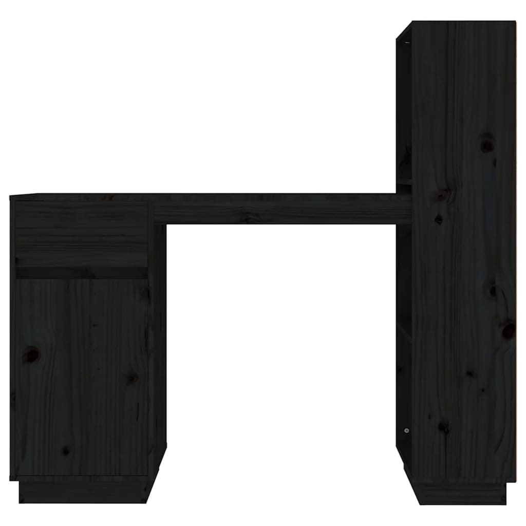 Scrivania Nera 110x53x117 cm in Legno Massello di Pino - homemem39