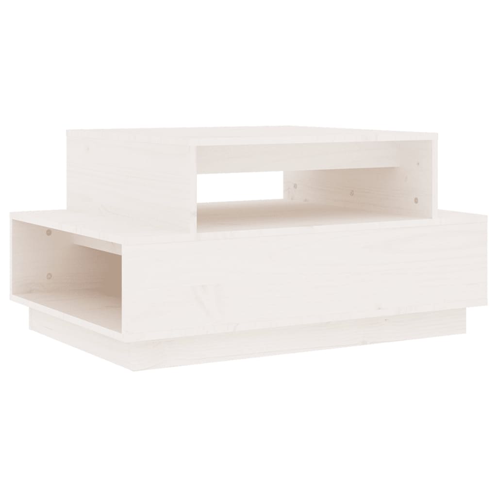 Tavolino da Salotto Bianco 80x55x40,5 cm Legno Massello di Pino - homemem39