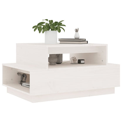 Tavolino da Salotto Bianco 80x55x40,5 cm Legno Massello di Pino - homemem39