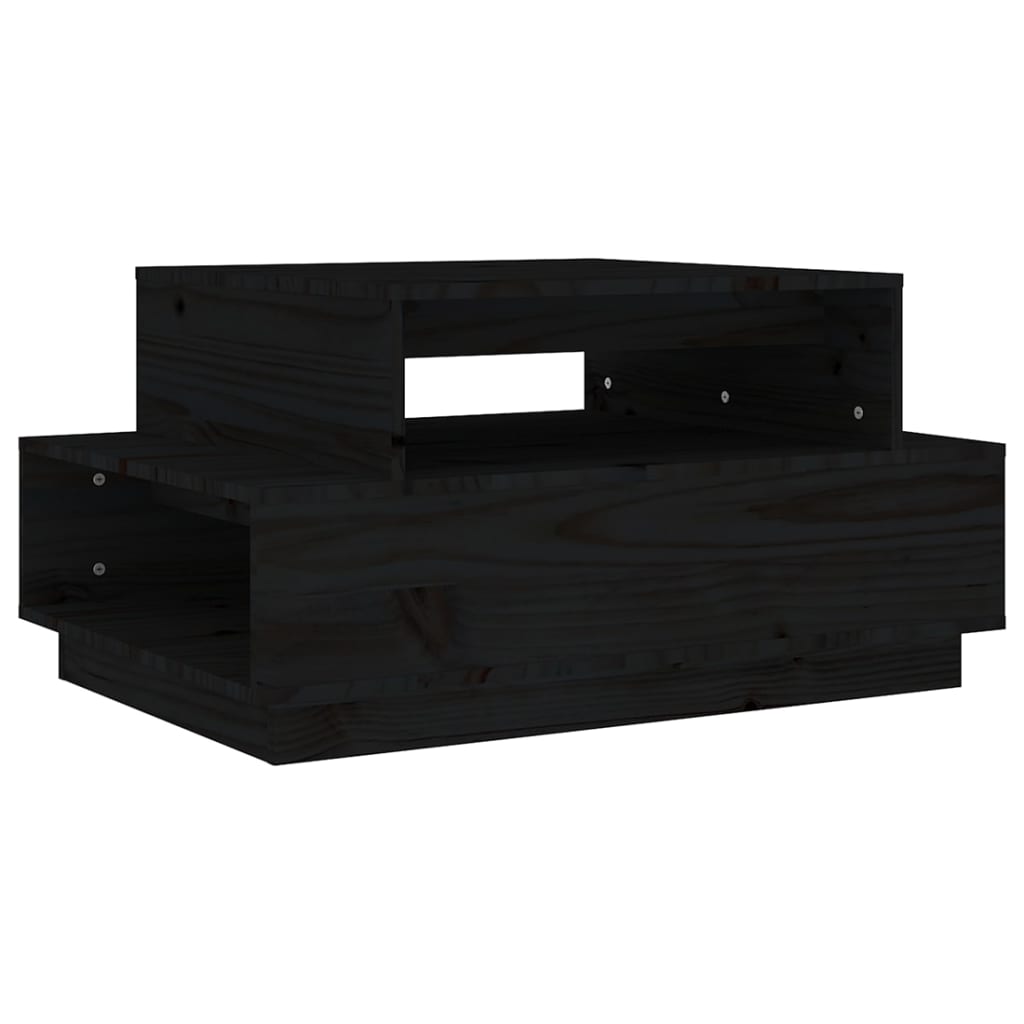 Tavolino da Salotto Nero 80x55x40,5 cm Legno Massello di Pino - homemem39