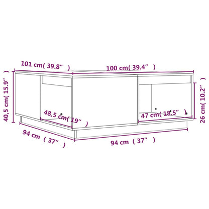 Tavolino da Salotto 100x101x40,5 cm in Legno Massello di Pino - homemem39