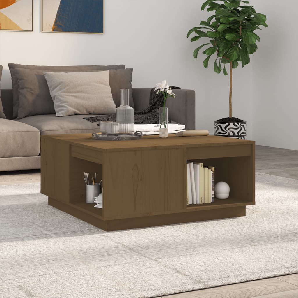 Tavolino da Salotto Miele 80x81x36,5 cm Legno Massello di Pino - homemem39