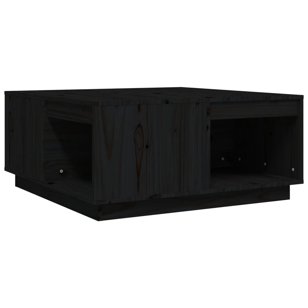 Tavolino da Salotto Nero 80x81x36,5 cm Legno Massello di Pino - homemem39