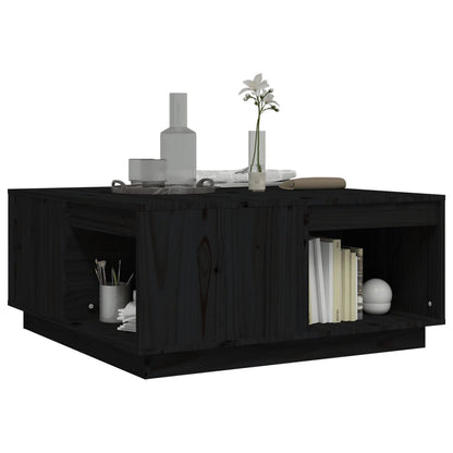 Tavolino da Salotto Nero 80x81x36,5 cm Legno Massello di Pino - homemem39