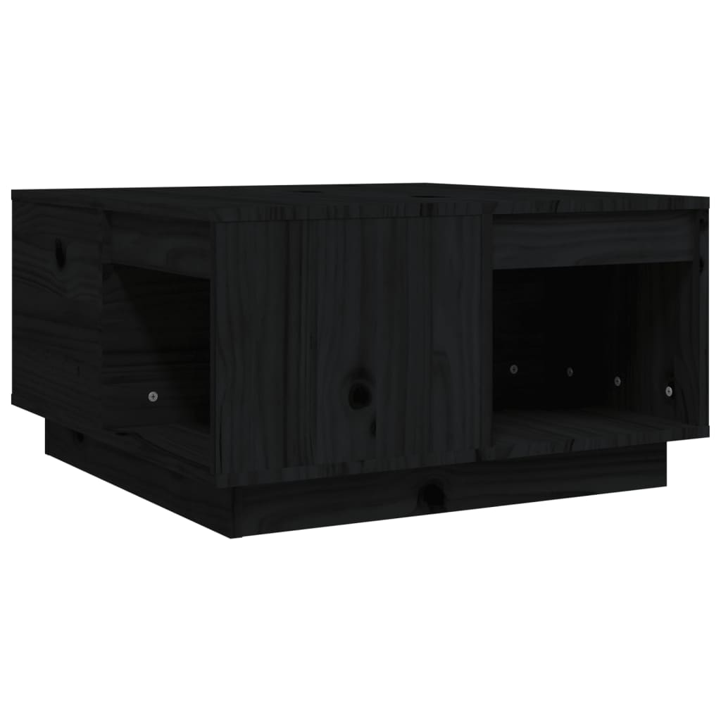 Tavolino da Salotto Nero 60x61x32,5 cm Legno Massello di Pino - homemem39