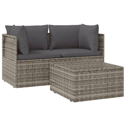 Set Divani da Giardino 3 pz con Cuscini in Polyrattan Grigio - homemem39