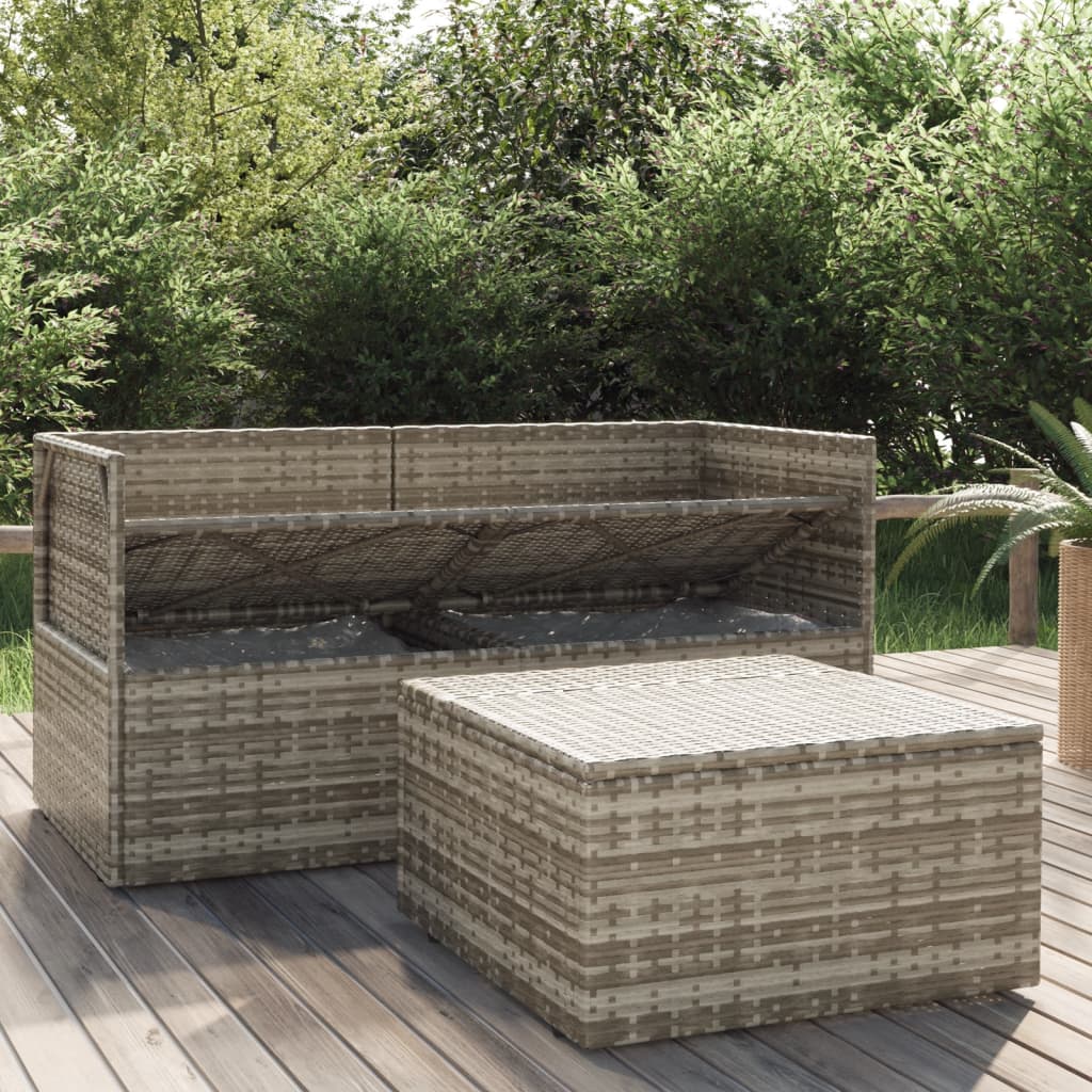 Set Divani da Giardino 3 pz con Cuscini in Polyrattan Grigio - homemem39