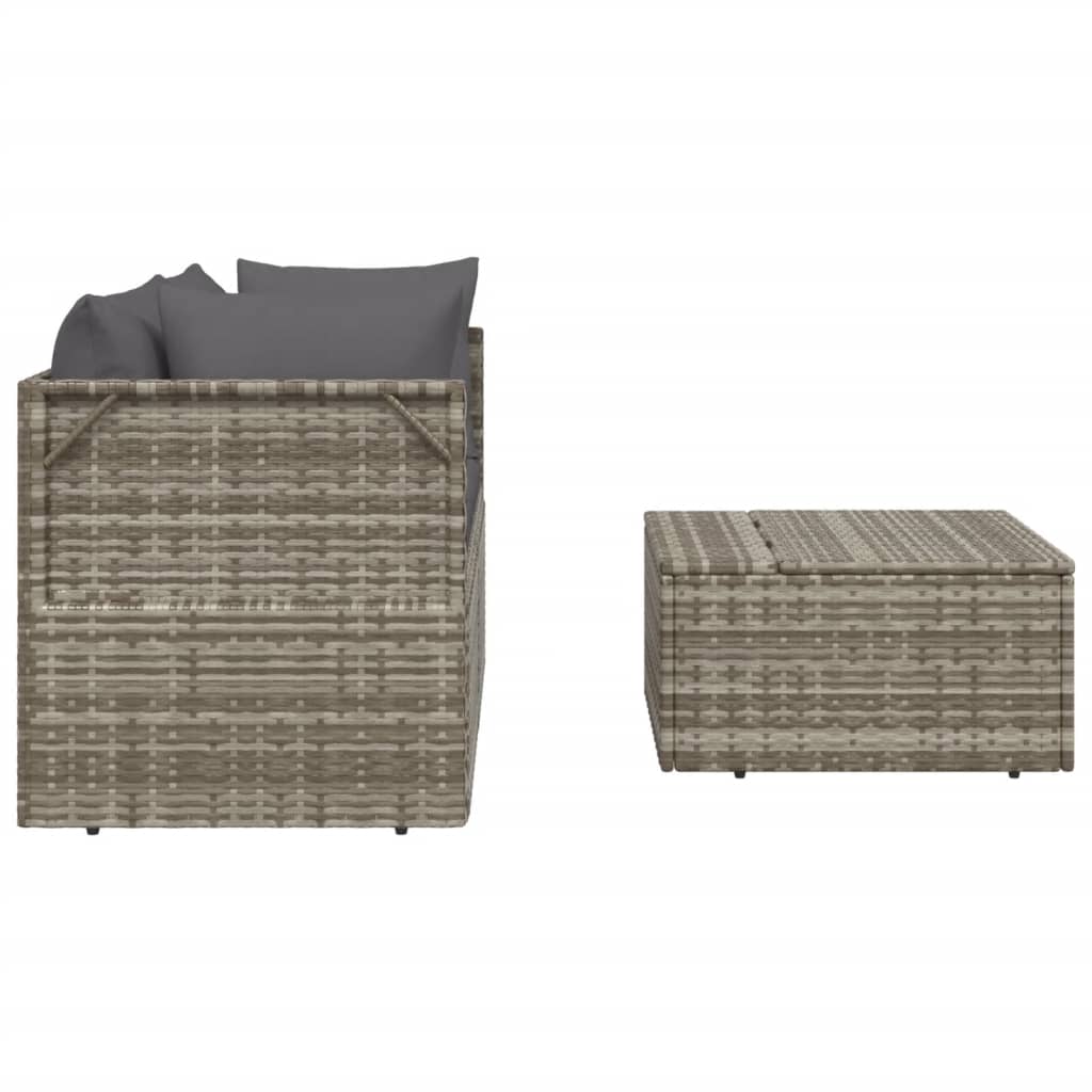 Set Divani da Giardino 3 pz con Cuscini in Polyrattan Grigio - homemem39