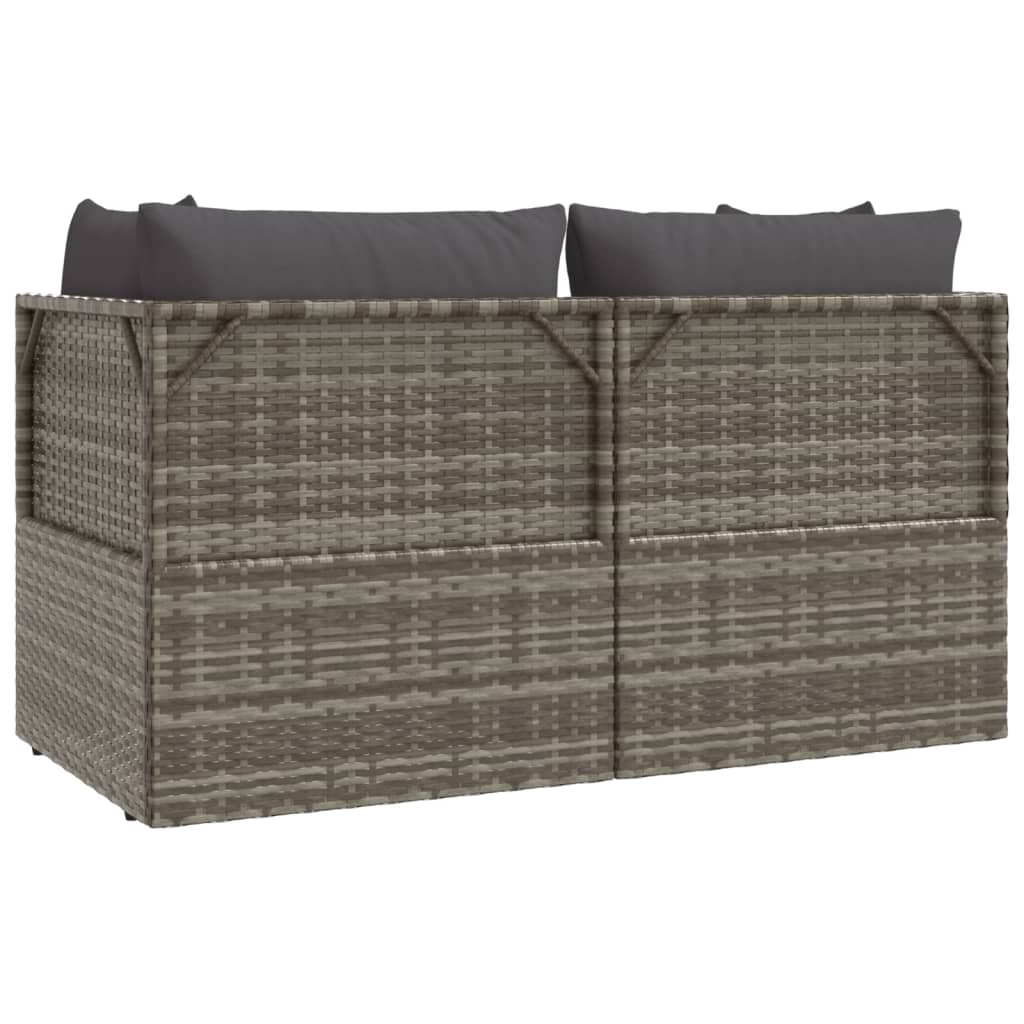 Set Divani da Giardino 3 pz con Cuscini in Polyrattan Grigio - homemem39