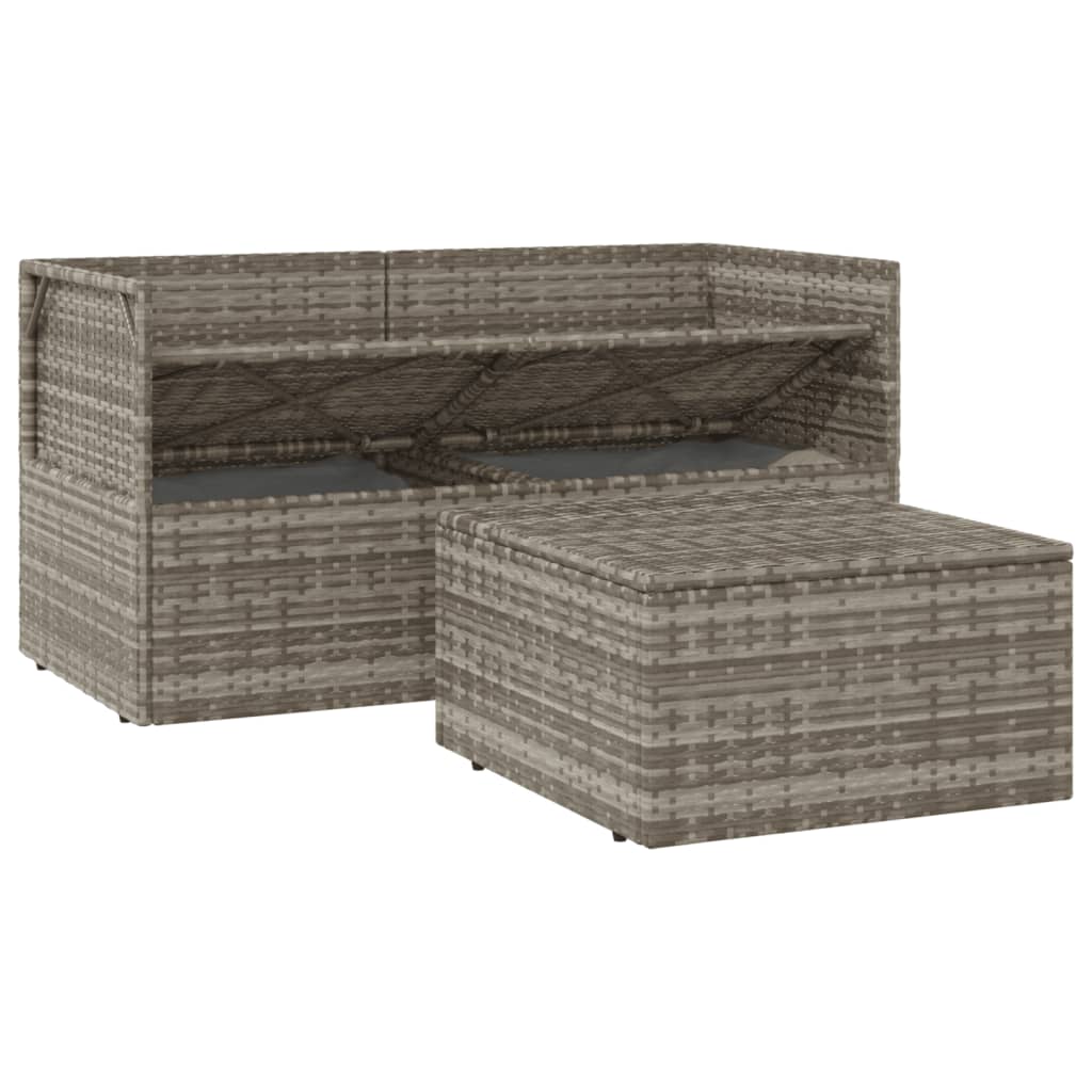 Set Divani da Giardino 3 pz con Cuscini in Polyrattan Grigio - homemem39