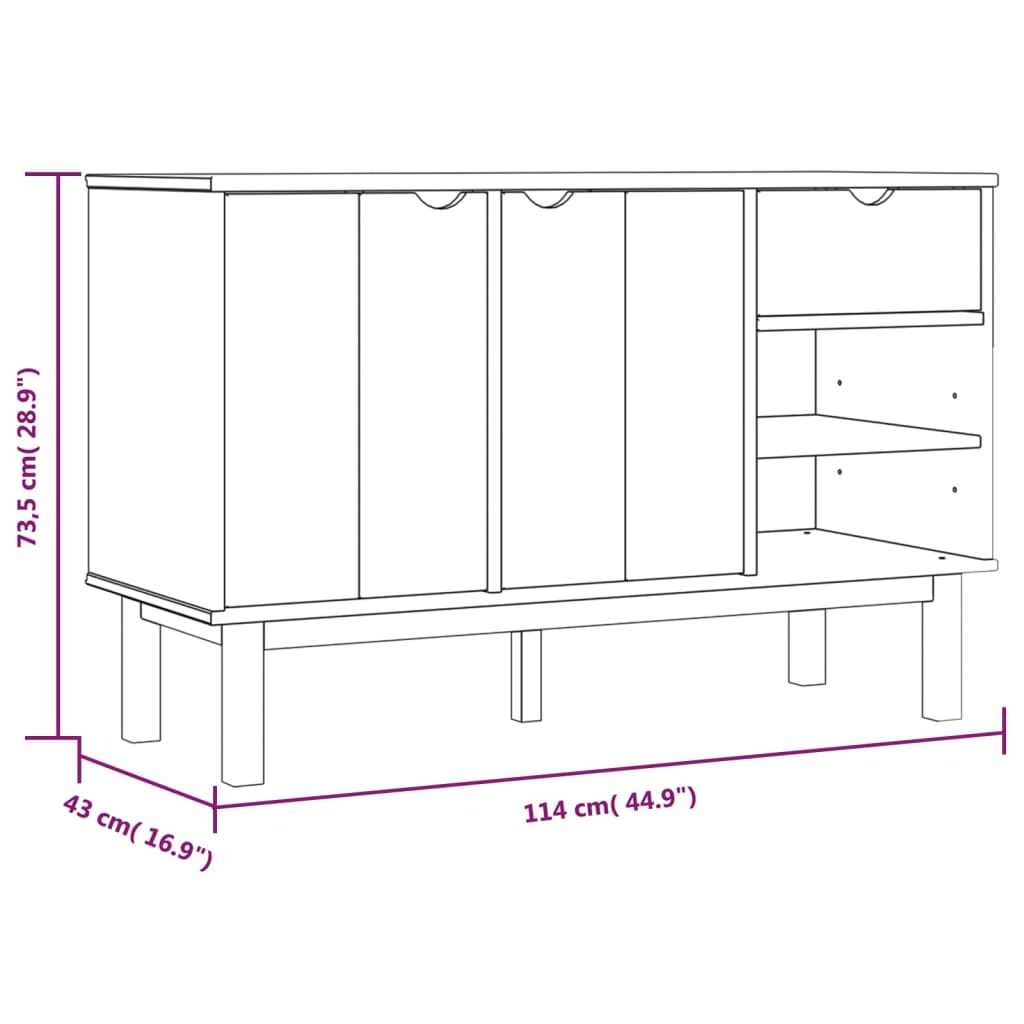 Credenza OTTA 114x43x73,5 cm in Legno Massello di Pino - homemem39