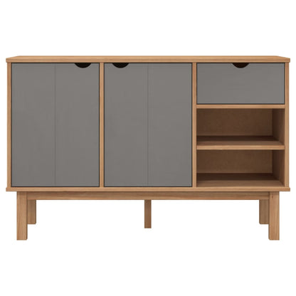 Credenza OTTA Marrone e Grigio 114x43x73,5 cm in Legno di Pino - homemem39