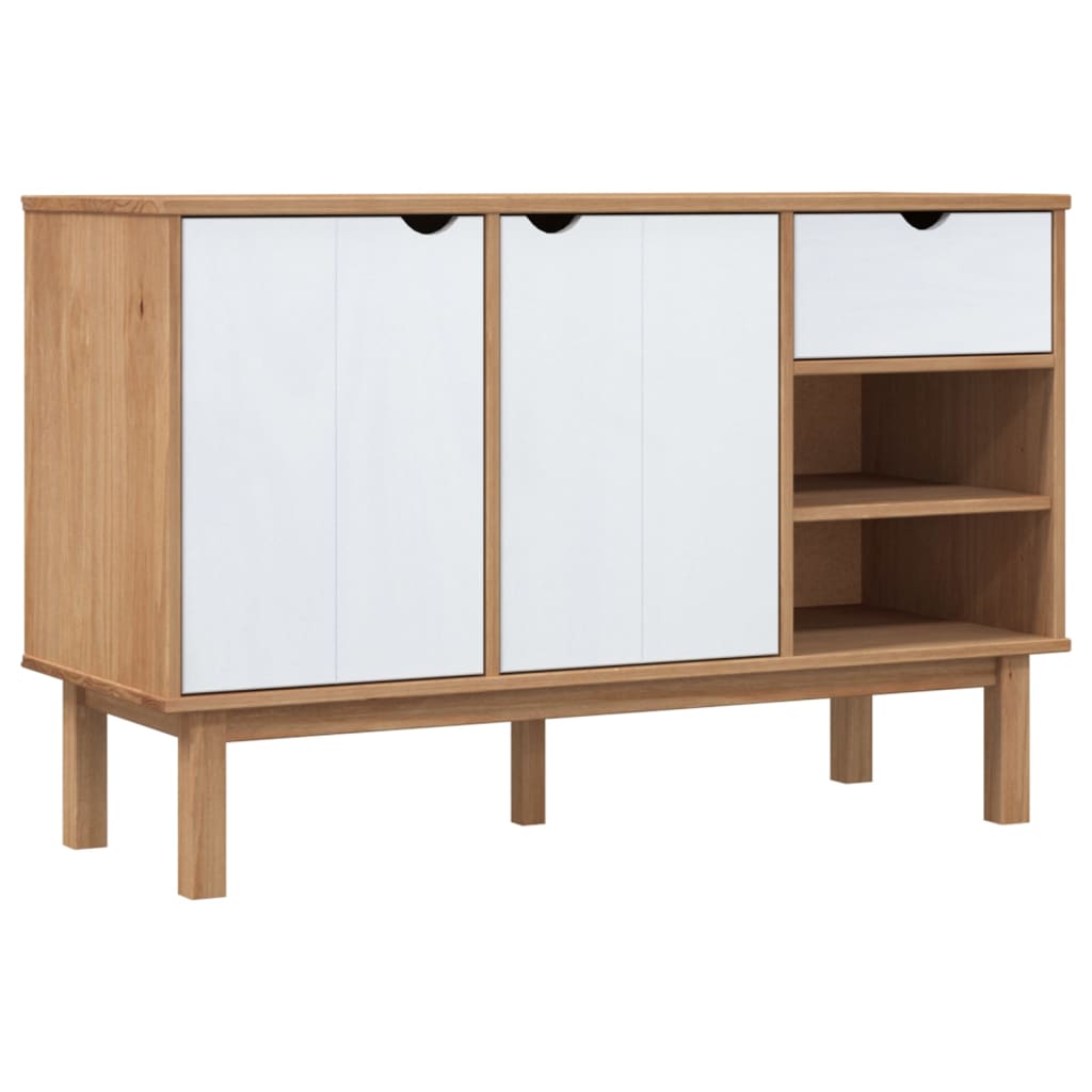 Credenza OTTA Marrone e Bianco 114x43x73,5 cm in Legno di Pino - homemem39