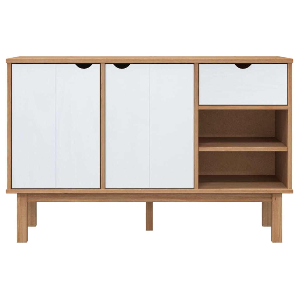 Credenza OTTA Marrone e Bianco 114x43x73,5 cm in Legno di Pino - homemem39