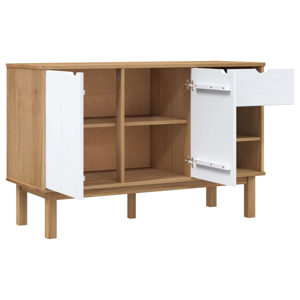 Credenza OTTA Marrone e Bianco 114x43x73,5 cm in Legno di Pino - homemem39