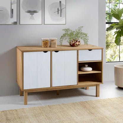 Credenza OTTA Marrone e Bianco 114x43x73,5 cm in Legno di Pino - homemem39