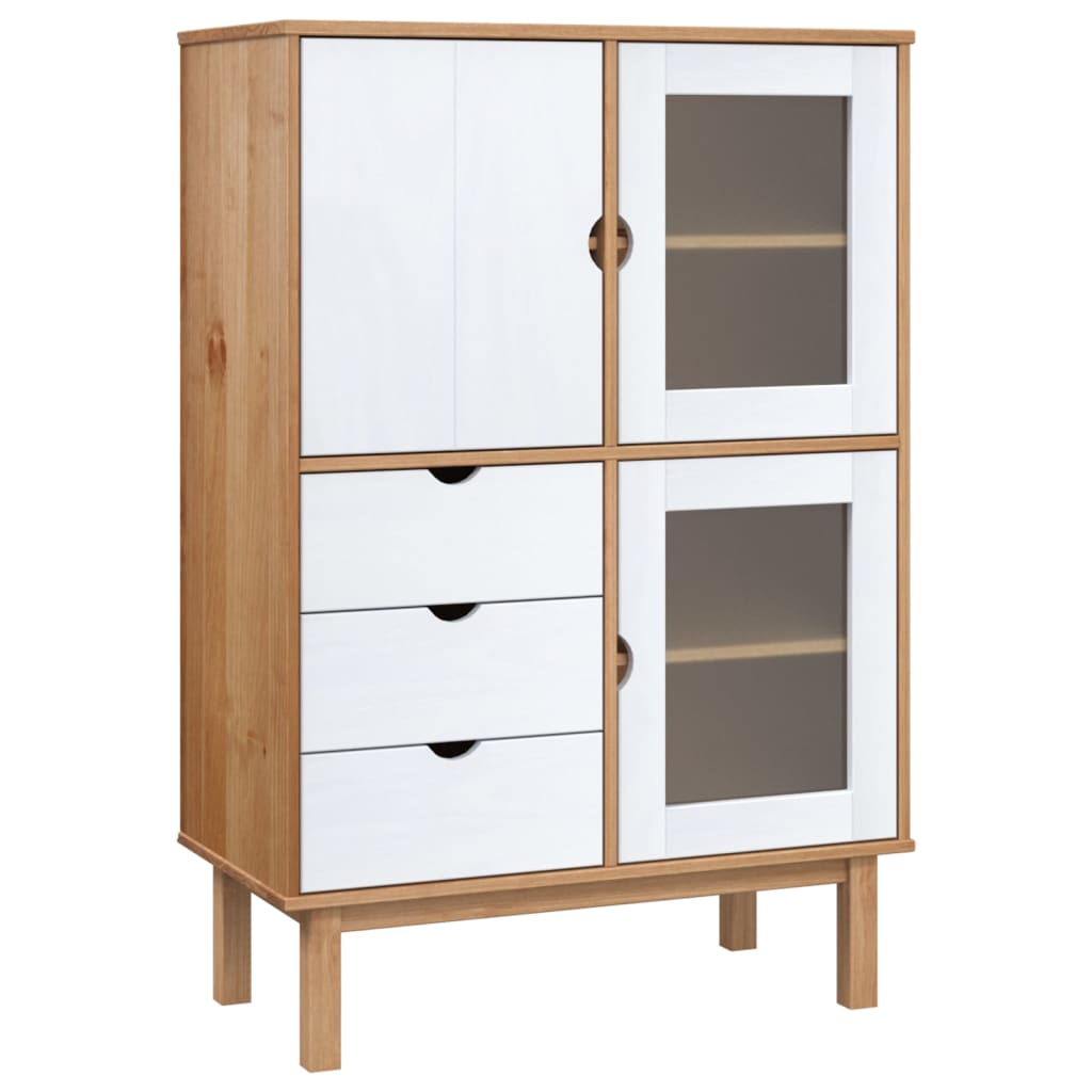 Credenza OTTA Marrone e Bianco 85x43x125 cm in Legno di Pino - homemem39