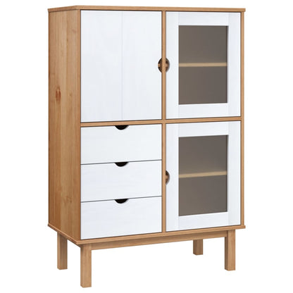 Credenza OTTA Marrone e Bianco 85x43x125 cm in Legno di Pino - homemem39