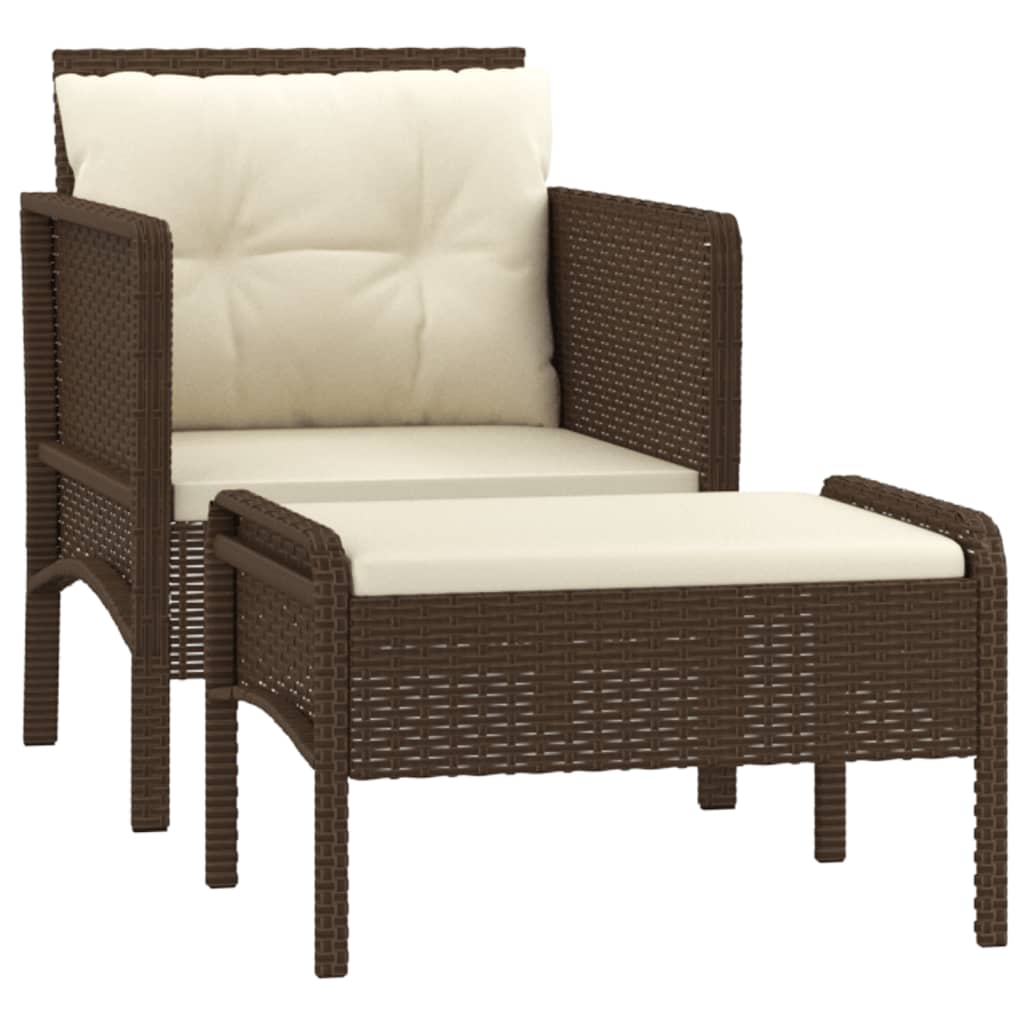 Set Divani da Giardino 2 pz con Cuscini in Polyrattan Marrone - homemem39