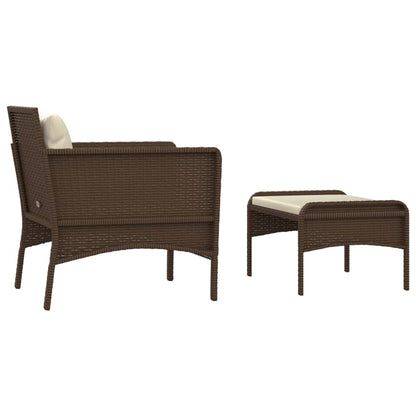 Set Divani da Giardino 2 pz con Cuscini in Polyrattan Marrone - homemem39