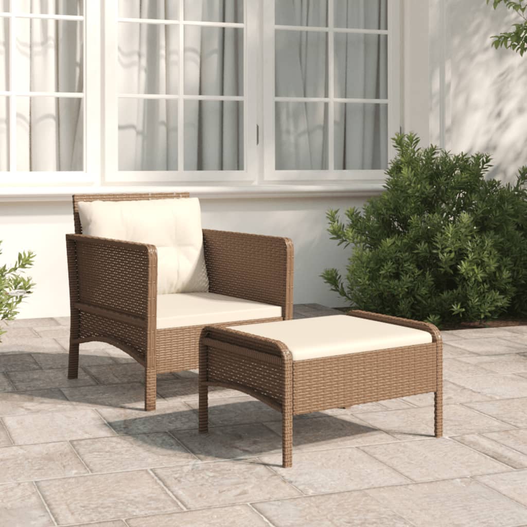 Set Divani da Giardino 2 pz con Cuscini in Polyrattan Marrone - homemem39