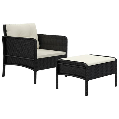 Set da Giardino 2 pz con Cuscini Nero in Polyrattan - homemem39