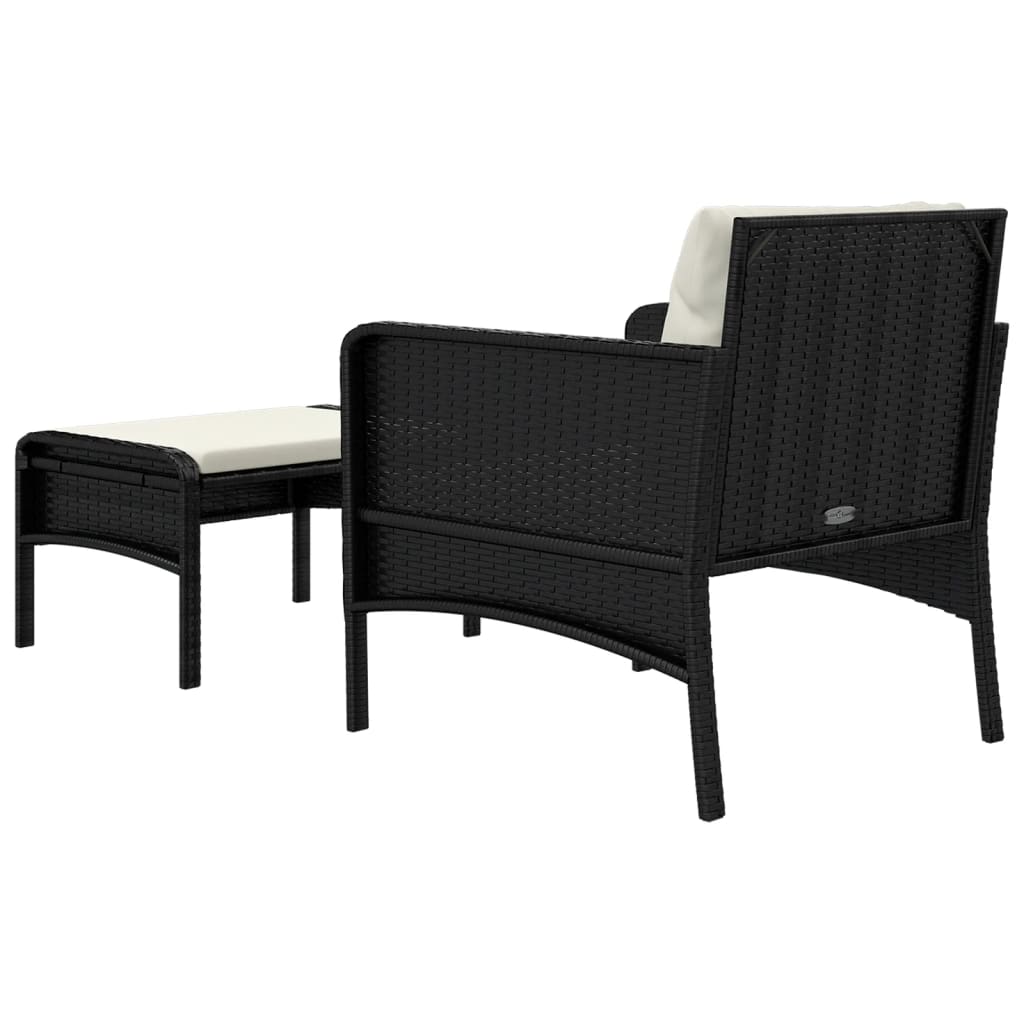 Set da Giardino 2 pz con Cuscini Nero in Polyrattan - homemem39