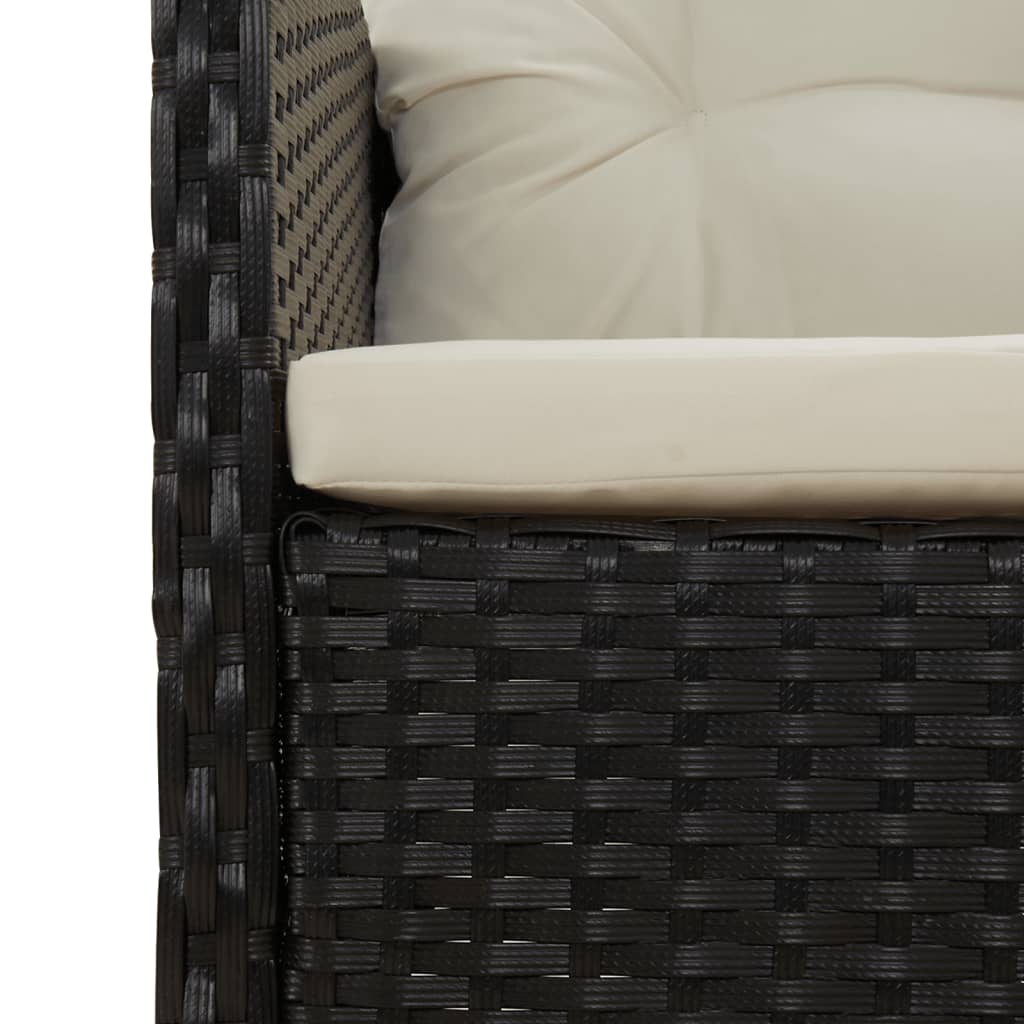 Set da Giardino 2 pz con Cuscini Nero in Polyrattan - homemem39