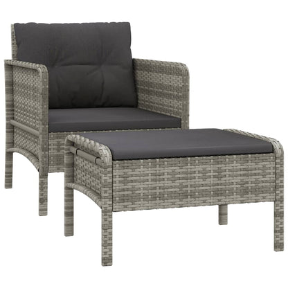 Set di Divani da Giardino 2 pz con Cuscini in Polyrattan Grigio - homemem39