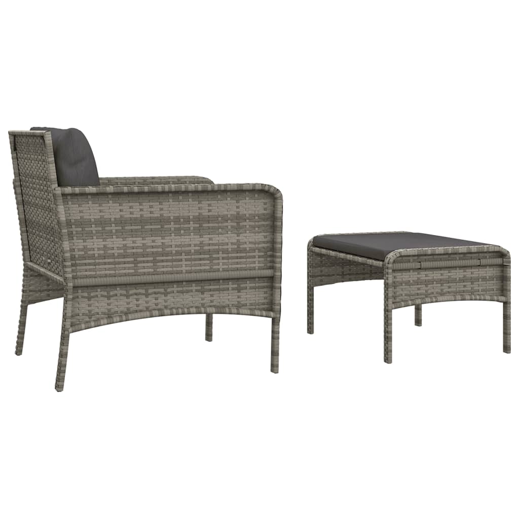 Set di Divani da Giardino 2 pz con Cuscini in Polyrattan Grigio - homemem39