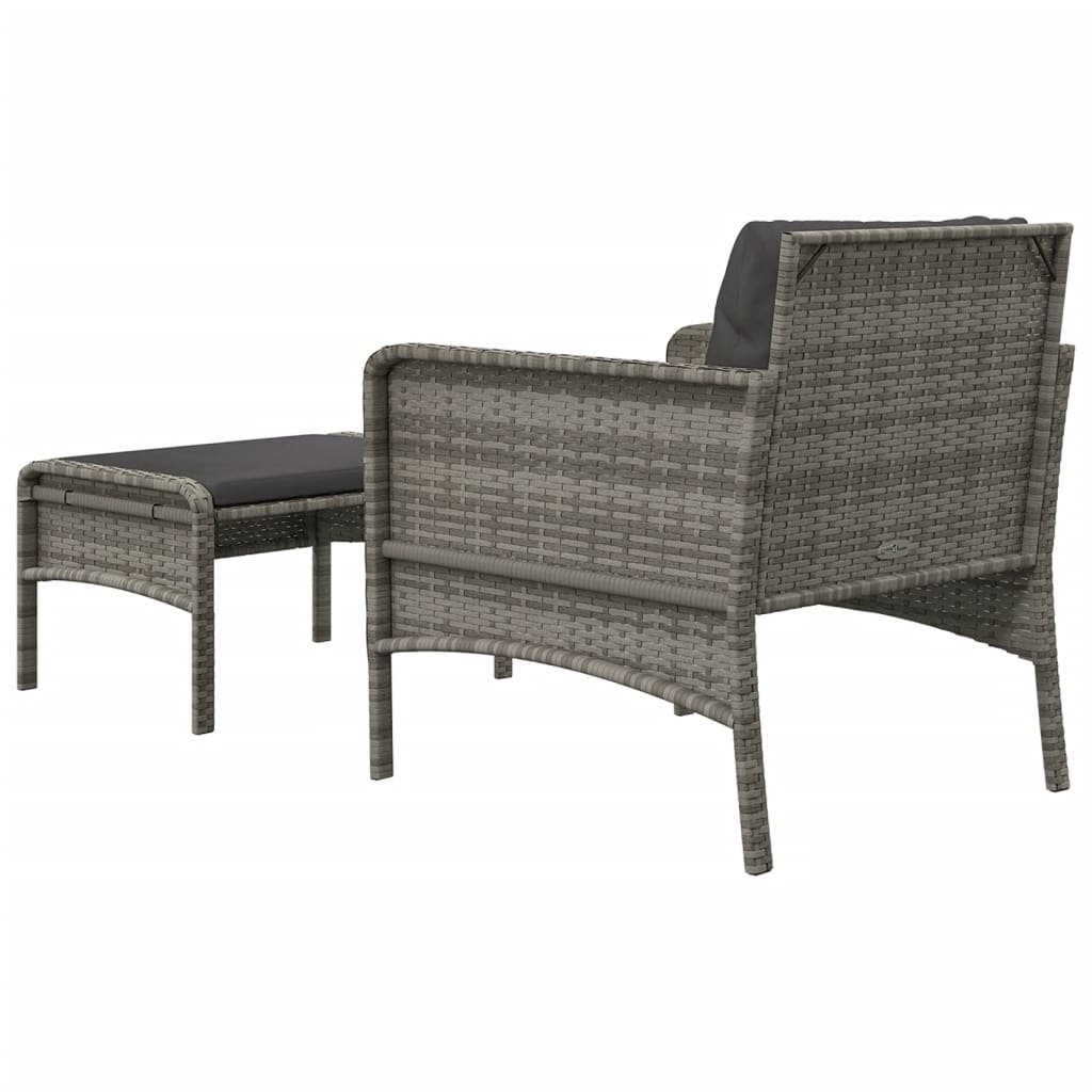 Set di Divani da Giardino 2 pz con Cuscini in Polyrattan Grigio - homemem39