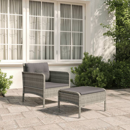 Set di Divani da Giardino 2 pz con Cuscini in Polyrattan Grigio - homemem39