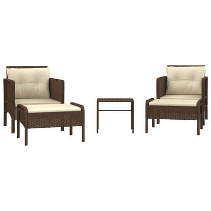 Set Divani da Giardino 5 pz con Cuscini Marrone in Polyrattan - homemem39