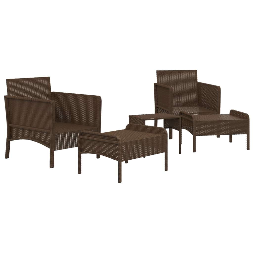 Set Divani da Giardino 5 pz con Cuscini Marrone in Polyrattan - homemem39