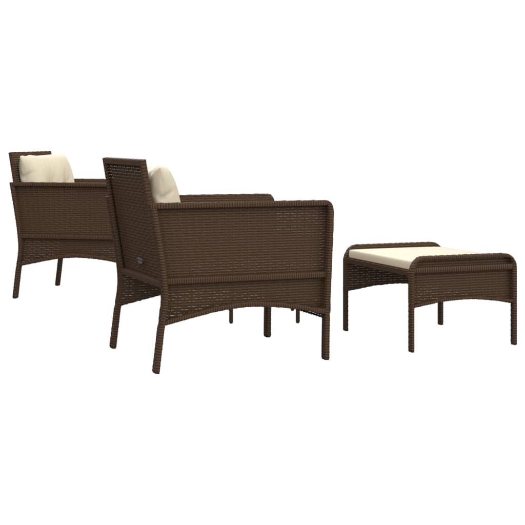 Set Divani da Giardino 5 pz con Cuscini Marrone in Polyrattan - homemem39