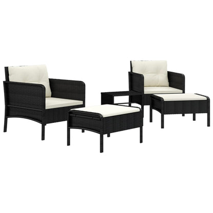 Set Divani da Giardino 5 pz con Cuscini Nero in Polyrattan - homemem39