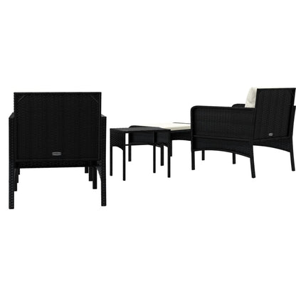 Set Divani da Giardino 5 pz con Cuscini Nero in Polyrattan - homemem39