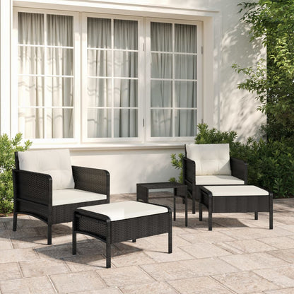 Set Divani da Giardino 5 pz con Cuscini Nero in Polyrattan - homemem39