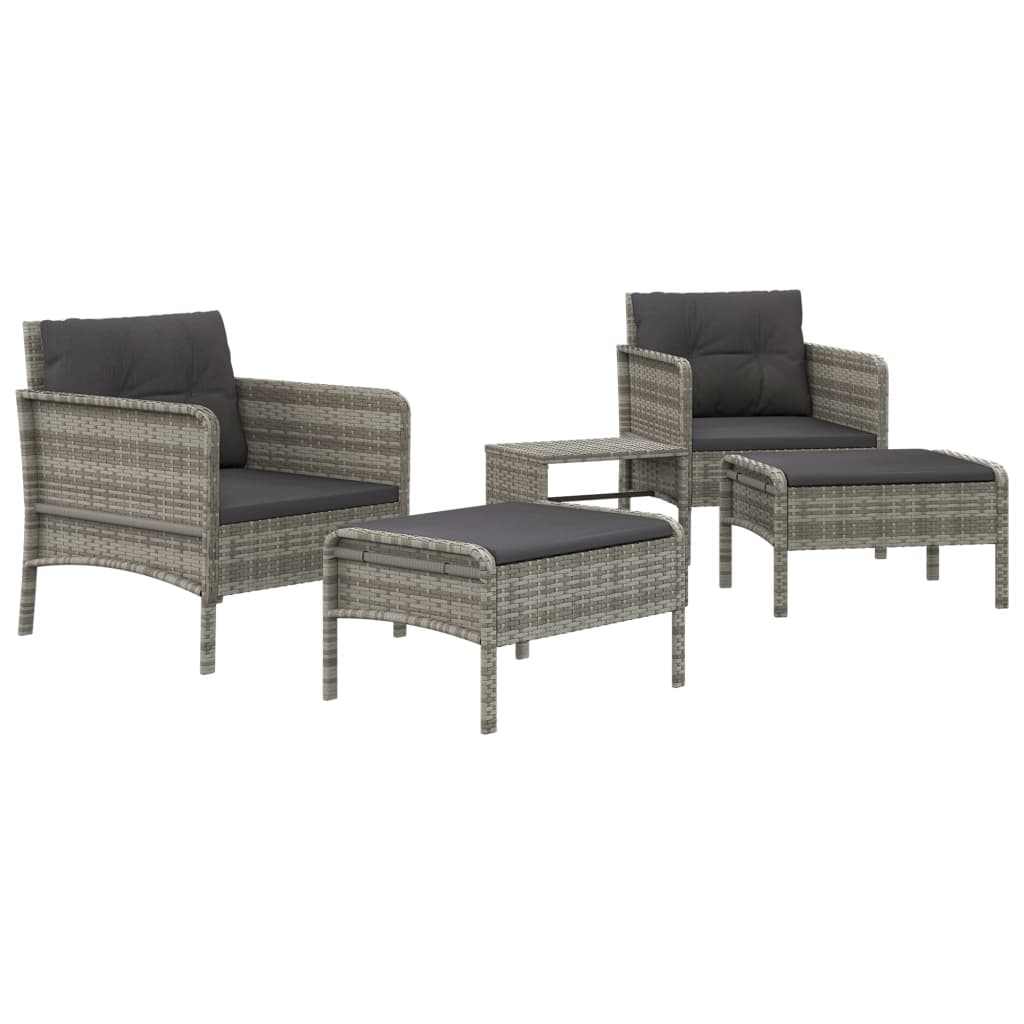 Set Divani da Giardino 5 pz con Cuscini in Polyrattan Grigio - homemem39