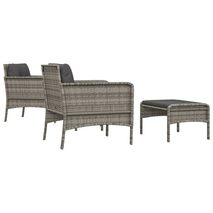 Set Divani da Giardino 5 pz con Cuscini in Polyrattan Grigio - homemem39